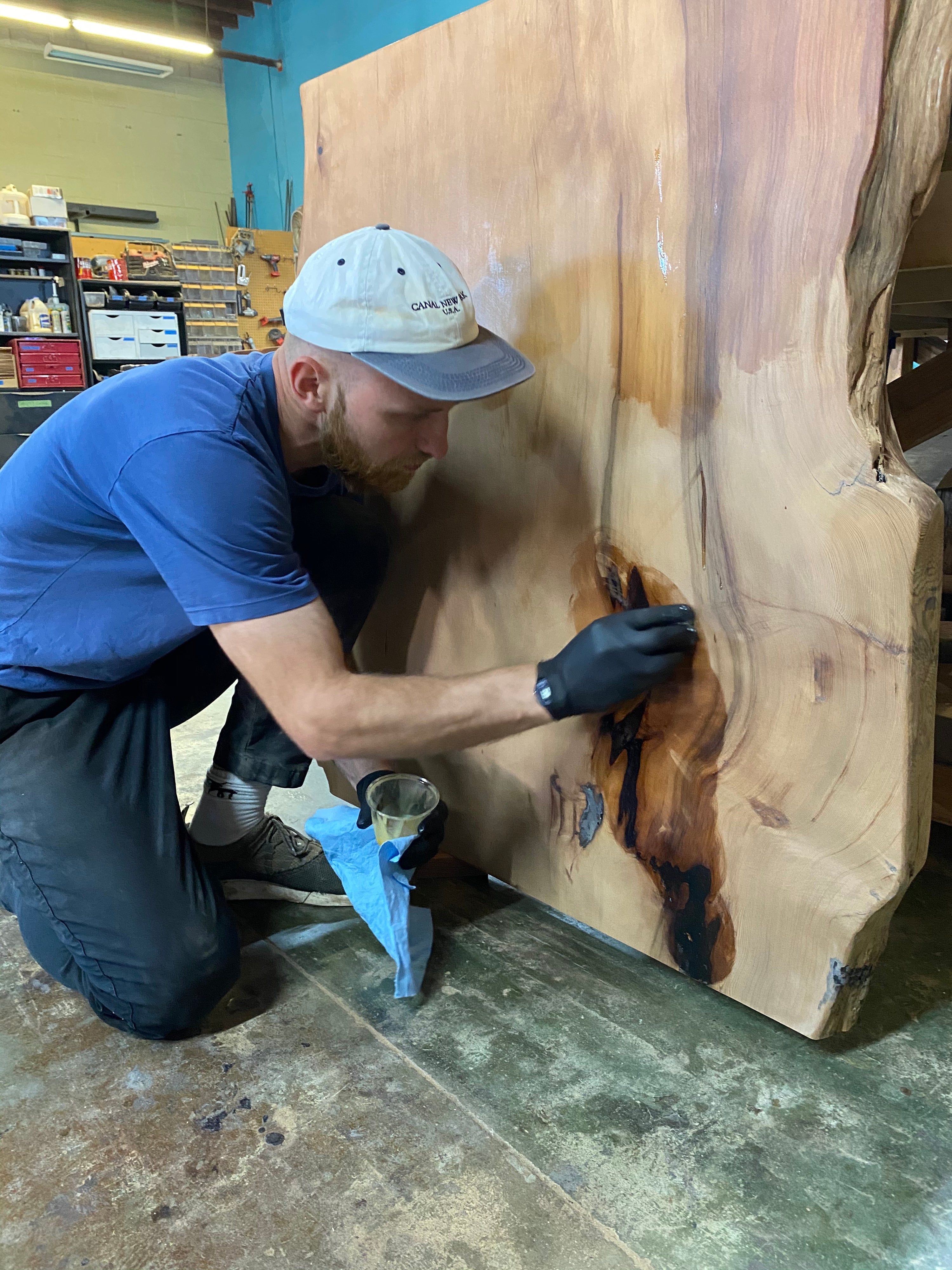 Working on live edge wood in San Diego