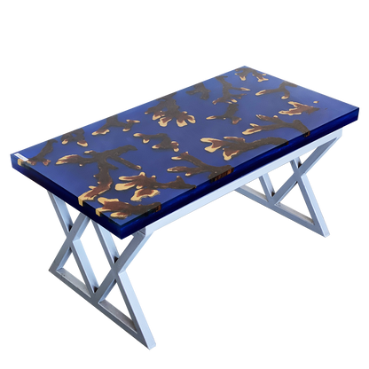 Coral Reef Resin + Wood Coffee Table