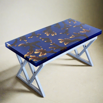 Coral Reef Resin + Wood Coffee Table