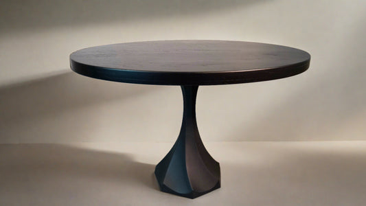 Oval black wood table
