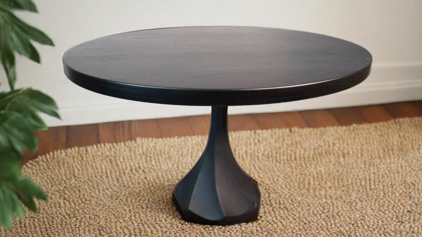 Oval black wood table