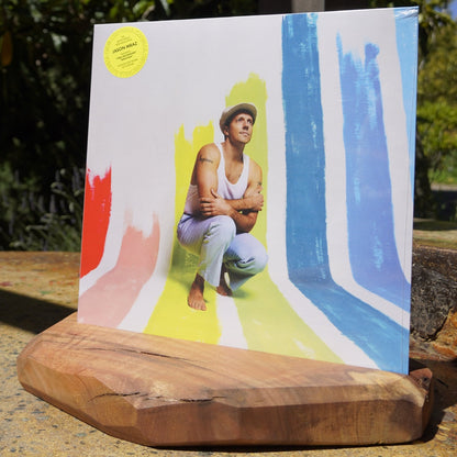 Get a vinyl stand made of avocado wood for decoration at home