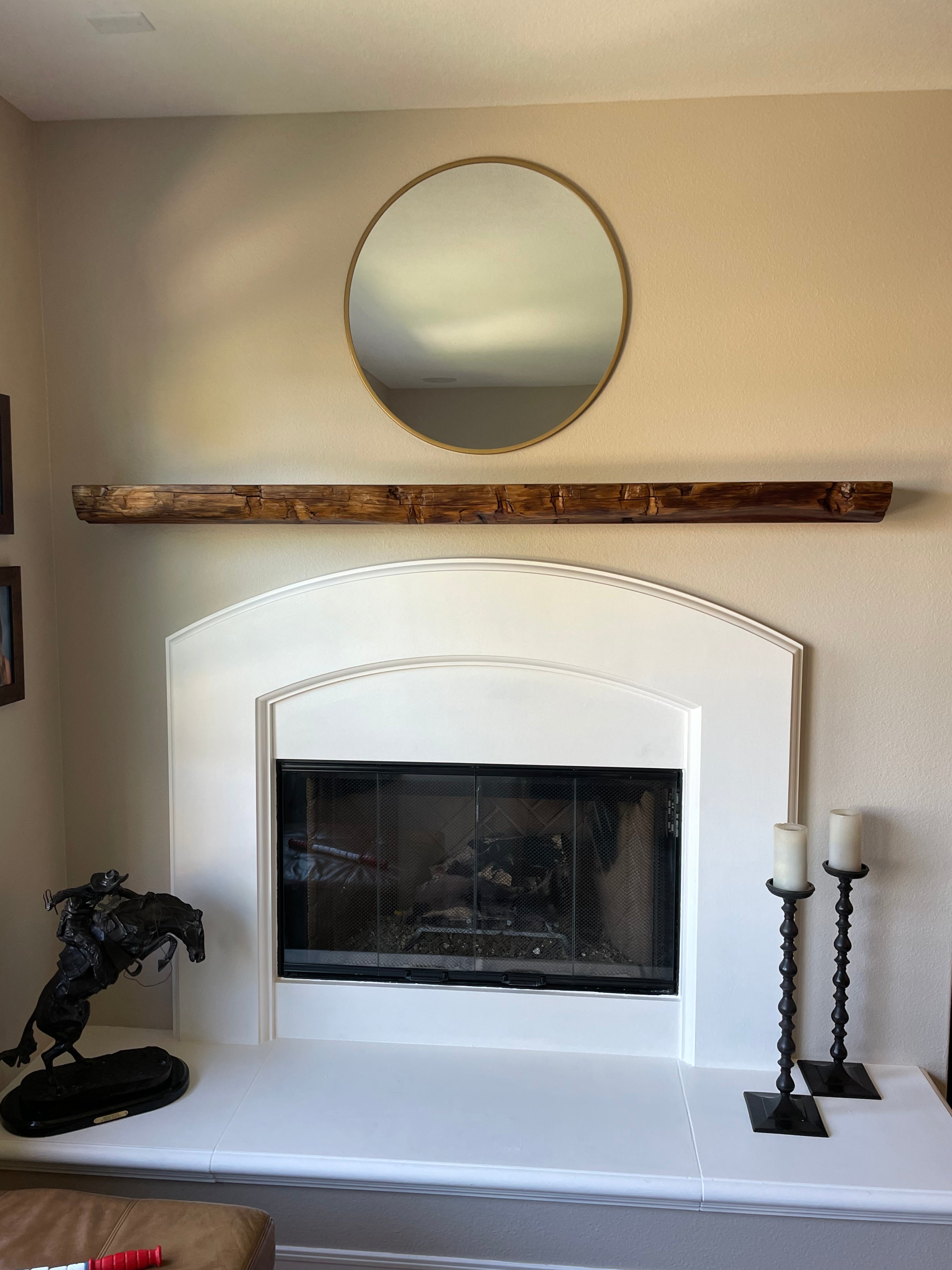 floating mantel height from floor - Old Fashioned Lumber has the best live edge mantels